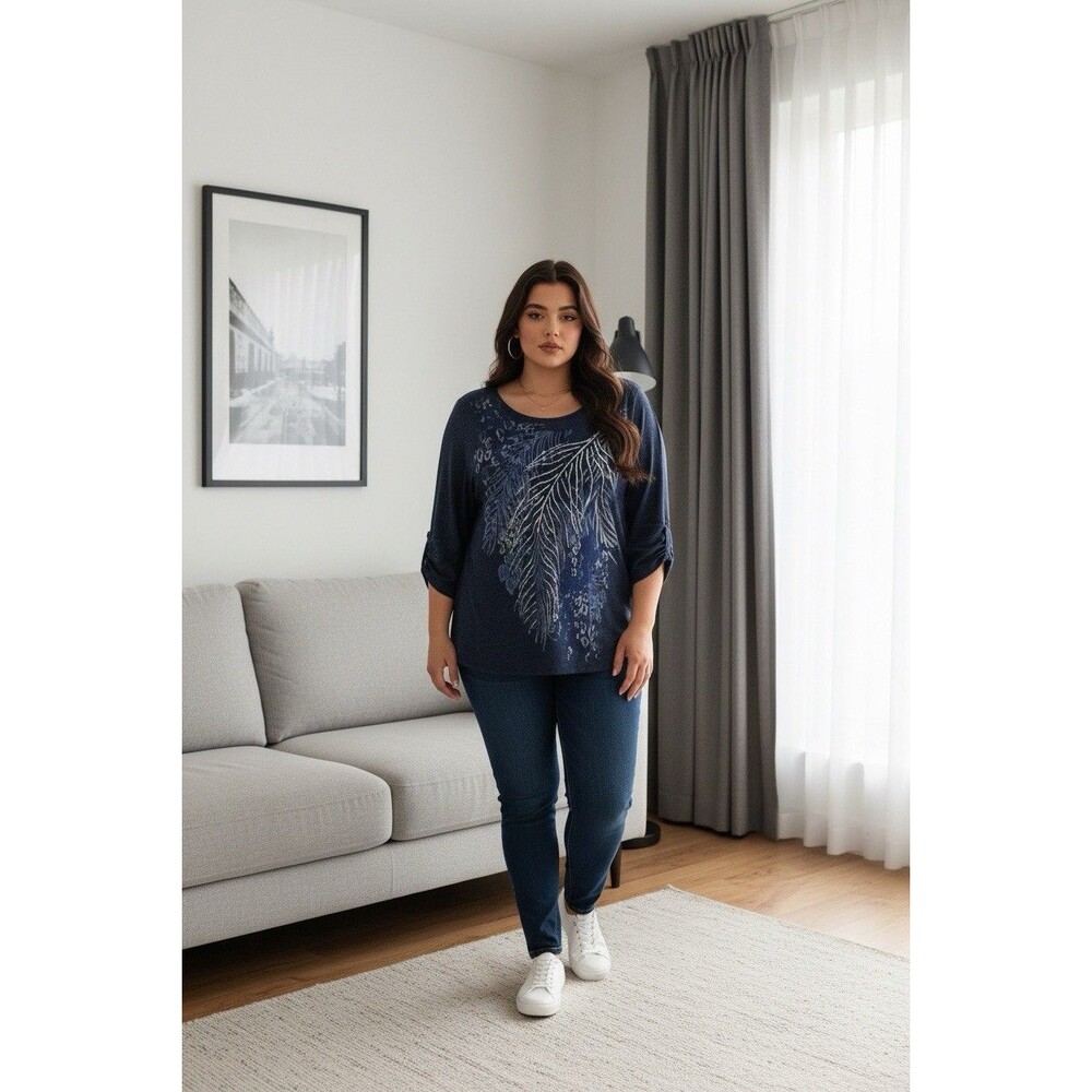 New Directions Weekend January Women’s Plus Top Size 1X Blue Mineral Wash